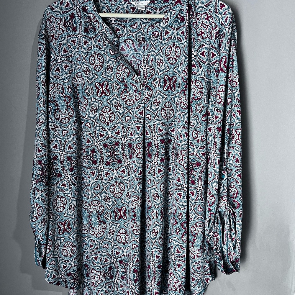 Cato Women's Blouse - Blue and Red Pattern